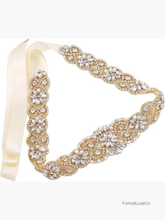 Handmade Rhinestone Beaded Sash Organza Bridal Belt for Wedding Gown Plus Size main image 4